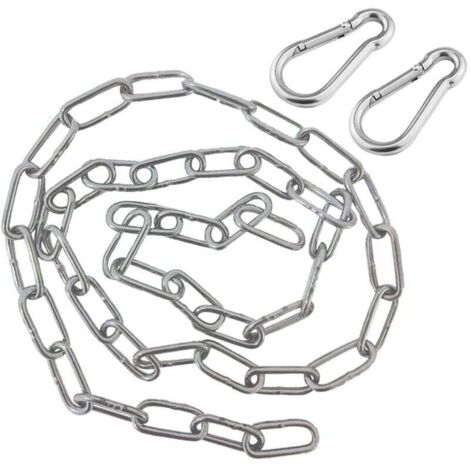 Vtizikl Chaîne Chain avec deux mousquetonsChaîne d'extension pour chaise suspendue en acier inoxydable de 1 mChaîne d'extension pour chaise suspendue