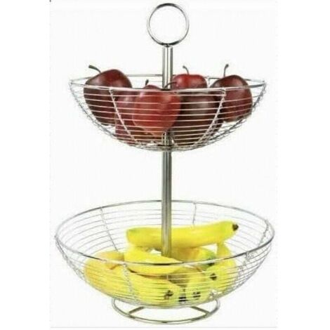 Vtizikl Ciotola Cesto Frutta Ellisse Supporto Casa Tavolo Da Pranzo Accessori 2 Livelli -