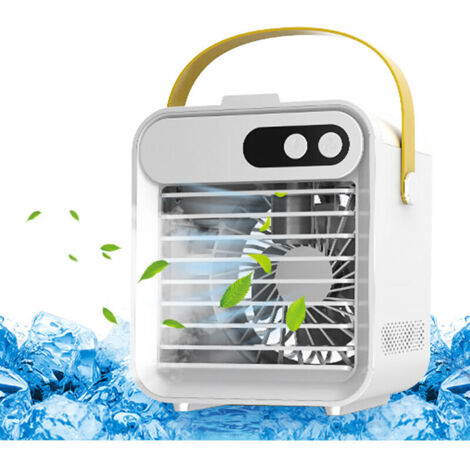 Vtizikl Climatiseur ventilateur 3-en-1 avec support téléphone & miroir - Humidificateur USB 180ml - Poignée portable