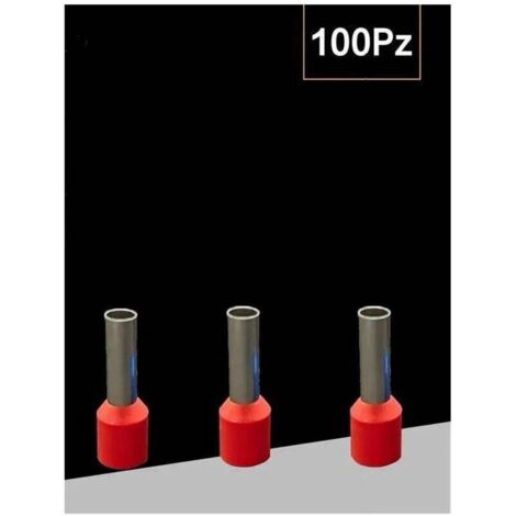 Vtizikl Confezione 100pz Tubetto Capicorda Isolato Per Cavi Da 2.5mm² Terminale 8mm E2508 - Rosso