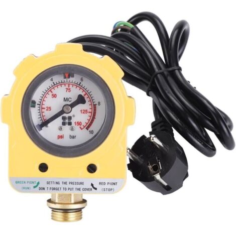 Vtizikl Contrôleur de pression - 220V 010 bars Interrupteur Électronique Unité de Pressostat Réglable pour Pompe à Eau (Prise de l'EU)