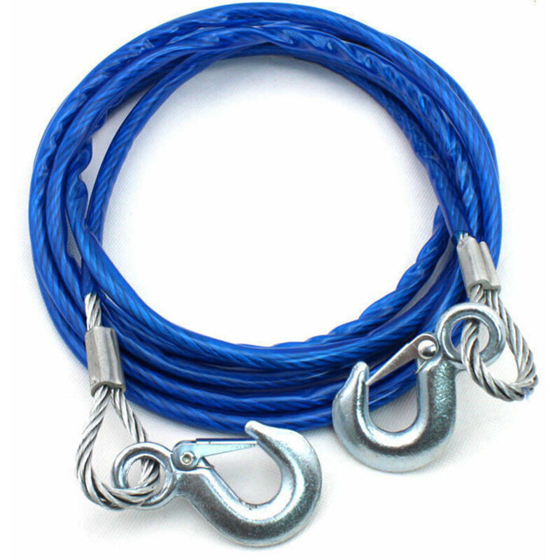 Vtizikl Corde de remorquage robuste 4m 5 tonnes Crochet de sécurité filaire en acier