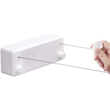 Vtizikl Étendoir à linge extensible , 4,2 m, en acier inoxydable, résistant aux perforations, avec corde réglable pour une utilisation intérieure et extérieure, blanc.