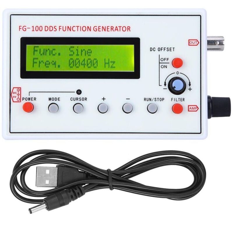 Vtizikl FG‑100 Générateur de Signal Fonctionnel DDS Générateur de Fréquence de Fonction de Forme D'onde USB 1HZ‑500KHz
