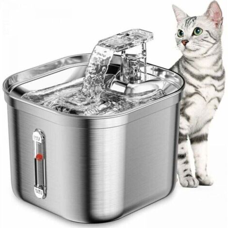 Vtizikl Fontaine a Eau Chat, 2.2L Fontaine INOX, Pompe à Eau Ultra-Silencieuse, Distributeur Eau Chien Lavable au Lave-Vaisselle