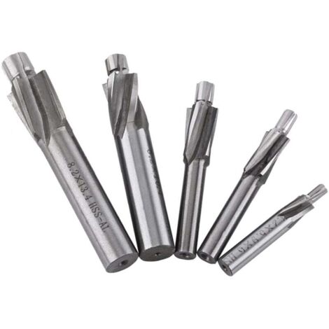 Vtizikl Fraise en Bout, 5pcs M3-M8 4 Flûtes HSS-AL Fraise Fente Forets HRC6568° Fraise Metal Foret à Fraiser pour Cuivre, Aluminium, Acier, Fonte