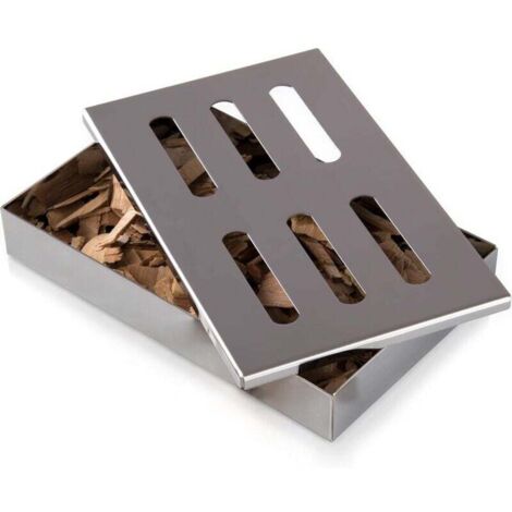 Vtizikl Fumoir barbecue - boîte à fumée en acier inoxydable 13 x 20,5 x 3,5 cm avec fentes de ventilation - convient parfaitement pour les barbecue gaz et charbon - fumoir maison - fumoir portable