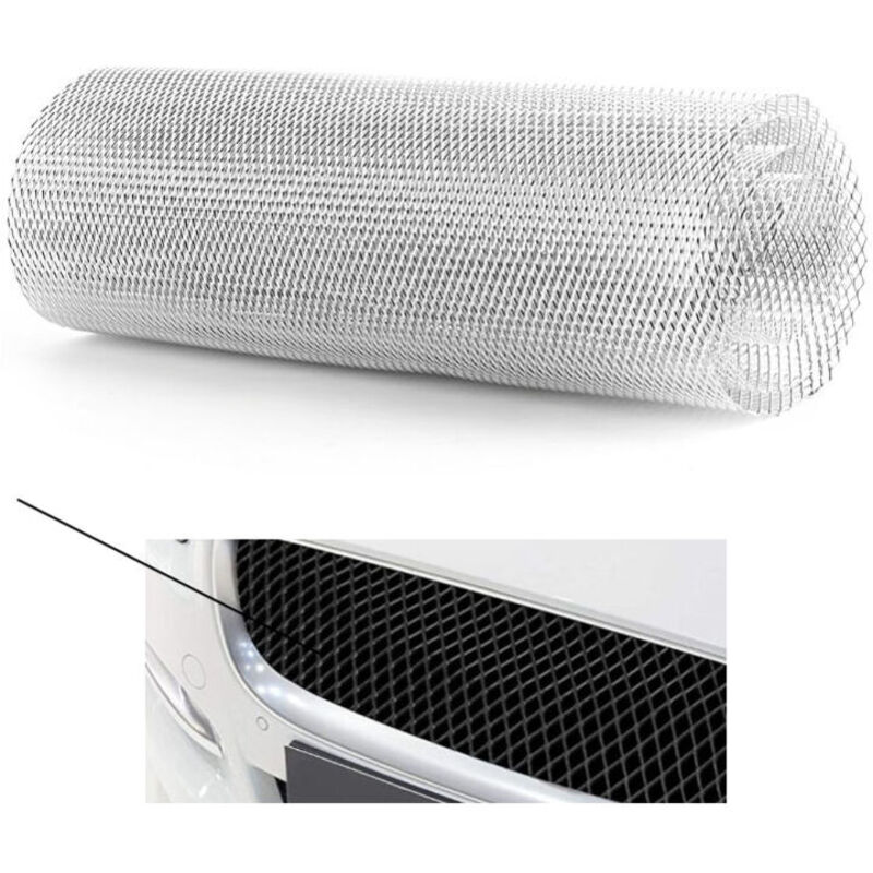 Vtizikl Grille de calandre de voiture en alliage d'aluminium 3x6mm grille de corps pare-chocs rhombique gril universel