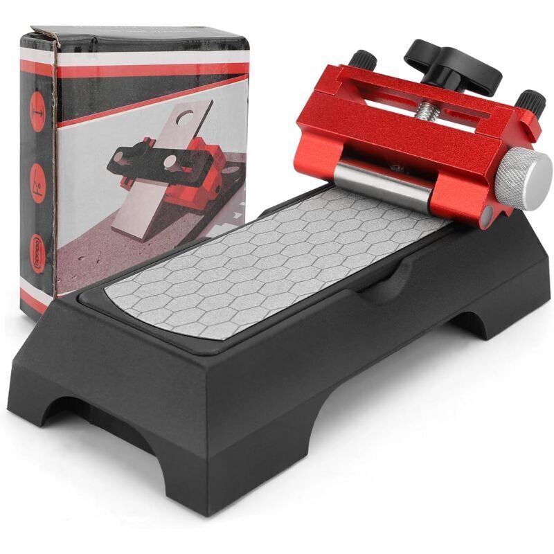 Vtizikl Guide d'affûtage avec pierre à aiguiser – Outil d'affûtage rouge kit de pierre à aiguiser diamant pour couteau de cuisine, burins courts et