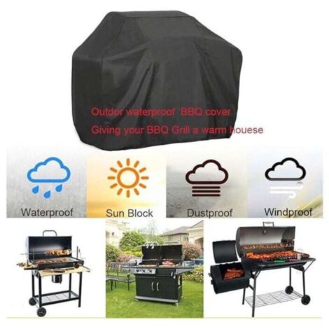 Vtizikl Housse Barbecue Bâche de Protection 145x61x117cm Accessoires barbecue, housse de protection étanche, étanche, Noir