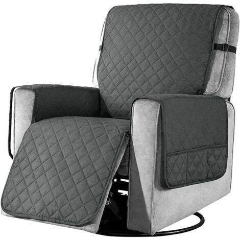 Vtizikl Housse de Fauteuil Relax Matelassé Couvre Fauteuil Inclinable Doux Protecteur Canapé 1 Place Antidérapant pour Animaux de Compagnie pour Chaise Canapé Décorative (Gris foncé S)
