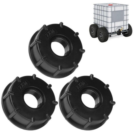 Vtizikl IBC Adaptateur de Réservoir De Vidange Plastique Eau Réservoir Couvercle Adaptateur en S60x6 IBC Adaptateurs Raccords Filetages Épais Robinets, G3/4, 3pcs