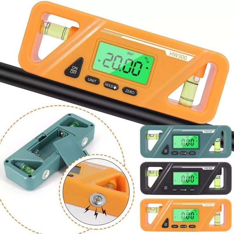 Vtizikl Inclinomètre Angle Mesure, Mesure absolue et relative - Conversion d'angle et d'inclinaison - Inclinomètre polyvalent - Écran LCD rétroéclairé