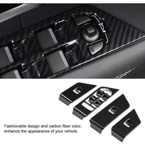 Vtizikl Jeffergarden Cadre de garniture de bouton de lève-vitre en Fiber de carbone 4 pièces pour Land Rover Range Rover Evoque 12-17