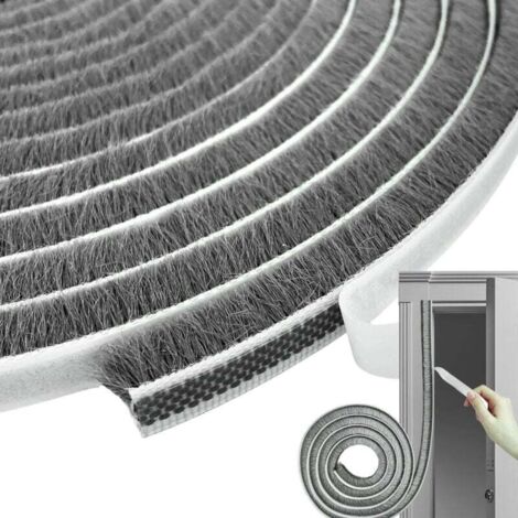 Vtizikl Joint Brosse porte Coulissante,9x5 Joint Porte Adhésif, Bande de Brosse Autocollante Anti-poussière Convient pour L'isolation la Protection Contre le Vent