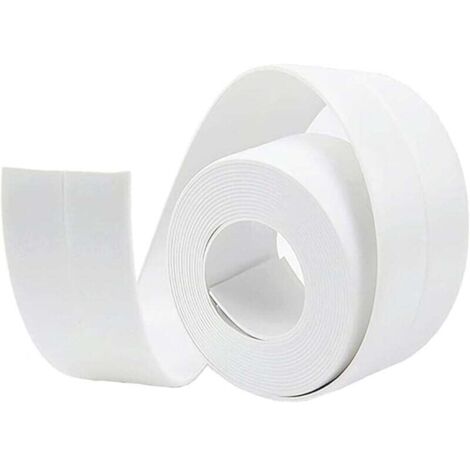 Vtizikl Joint Salle de Bain, 3,2m38mm Bande Etancheite Autocollante, Ruban D'étanchéité Auto-Adhésif en PVC pour Baignoire, Salle de Bain, Cuisine, Anti-moisissure, Calfeutrage(Blanc)