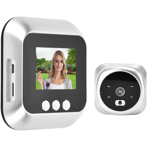 Vtizikl Judas numérique intelligent, Caméra de Sonnette Vidéo Électronique pour Visionneuse de Porte avec Vision Nocturne, Grand Angle de 135 °, pour la Sécurité à Domicile,argent