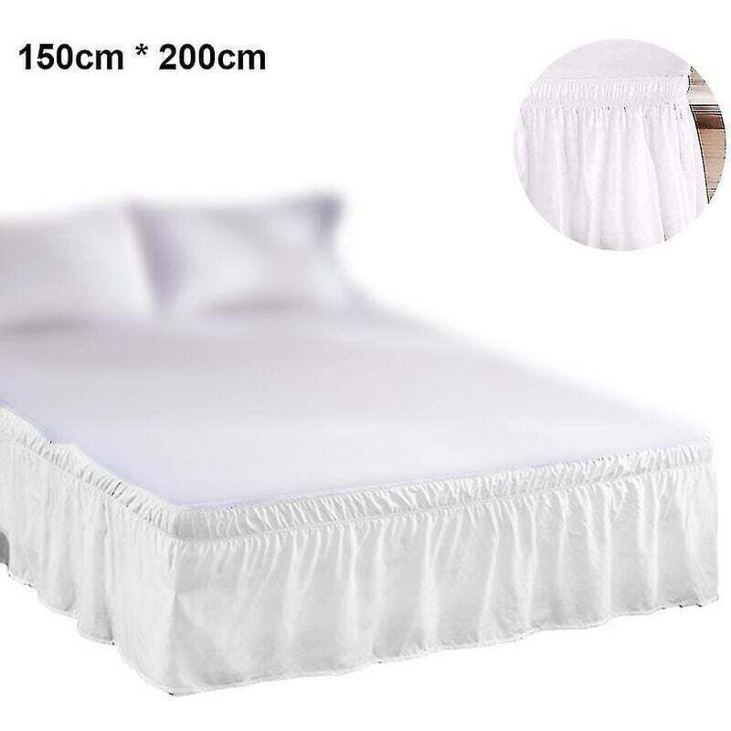 Vtizikl Jupe de lit à volants anti-poussière enveloppants blancs, chute de 150 x 200 cm, facile à installer, résistance aux rides et à la