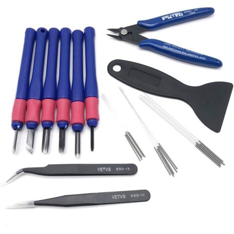 Vtizikl Kit de Nettoyage de Buses d'imprimante 3D 0.2-0.4mm Réparation de l'aiguille Flexible Pince Coupante  à épiler Poignée