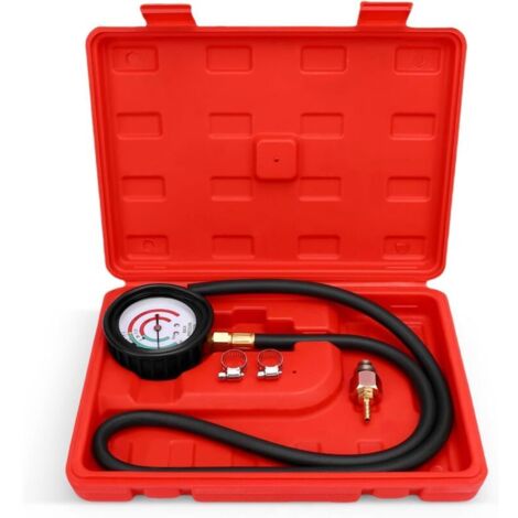 Vtizikl Kit de test de pression – Outil de diagnostic de colmatage de convertisseur catalytique avec manomètre 2,5 psi/bar, tuyau 6 pieds, adaptateurs M 12/M 18 et boîtier ABS pour réparation automobi