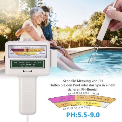 Vtizikl Kit de testeur de Compteur d'eau de Chlore PH, Moniteur numérique Portable d'analyse de la qualité de l'eau, Test pour l'analyseur électronique de la qualité de l'eau de la Piscine et du Spa