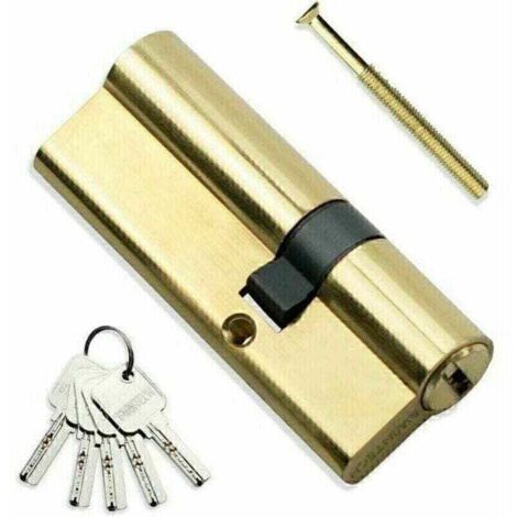 Vtizikl LaBlanc Cylindre en laiton Euro 30/50 mm, serrure à cylindre clé/clé 80 mm avec 5 clés horizontales en laiton, anti-crochetage, anti-perçage, anti-claquement, anti-choc, finition laiton poli