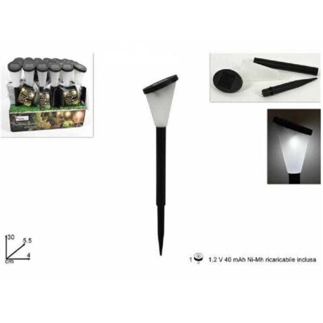 Vtizikl Lampada Luce Ricarica Solare Giardino Esterni Led Torcia 30cm Luce Calda Fredda - -Bianco Freddo -