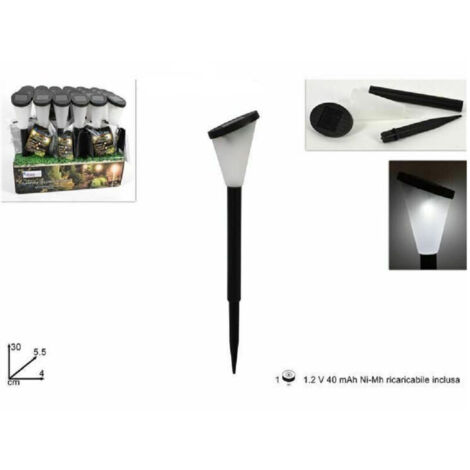 Vtizikl Lampada Luce Ricarica Solare Giardino Esterni Led Torcia 30cm Luce Calda Fredda - -Bianco Freddo -