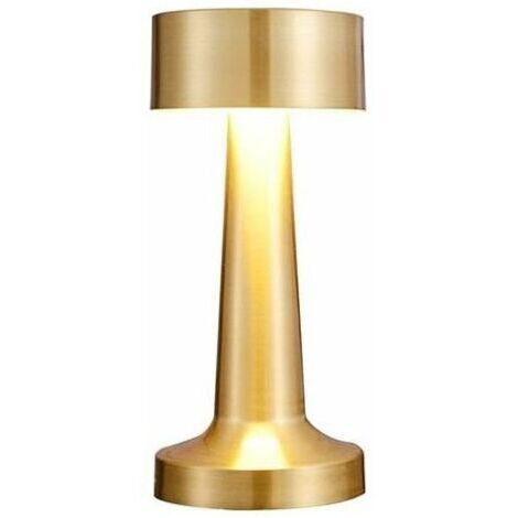Vtizikl Lampe à poser LED rechargeable – Capteur tactile – 3 niveaux de luminosité – Autonomie 10h – Métal doré – Pour bar, restaurant, chambre