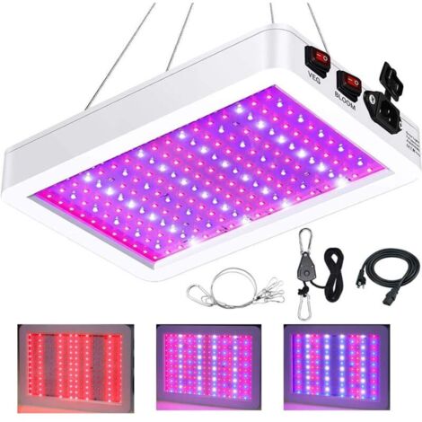 Vtizikl Lampe de culture LED BW1000 à spectre complet avec UV IR, double puce LED avec câble pour serre et plantes d'intérieur, légumes et fleurs [Classe énergétique E]