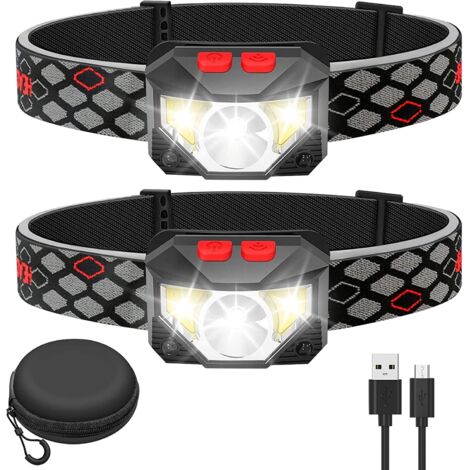 Vtizikl Lampe Frontale LED ,2 Pièces Super Lumineux Capteur De Mouvement Lampe, 1500 Lumens 10 Modes Torches Frontales 1200mAh Rechargeable USB, Lampe Torche Étanche, Camping, Randonnée, Pêche, Travai