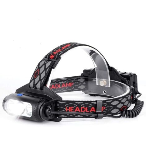 Vtizikl Lampe Frontale LED, Torche Frontale Puissante USB Rechargeable avec 6 LEDs,8 Modes D'éclairage Réglable, IPX54