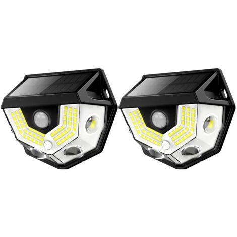 Vtizikl Lampe solaire à détecteur de mouvement, grand angle 270°, étanche IP65, éclairage de sécurité extérieur pour porte d'entrée, cour et garage (lot de 2)