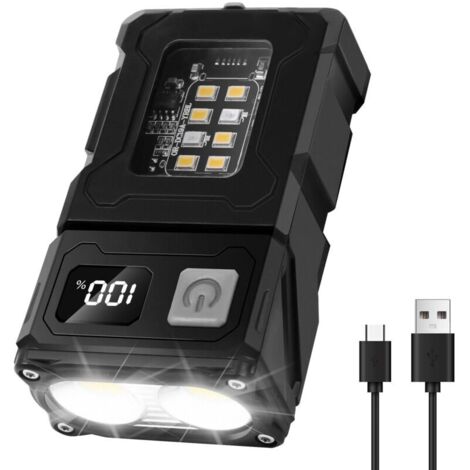 Vtizikl Lampe torche LED, lumière puissante, ultra-lumineuse, rechargeable, portable, longue autonomie, lampe de chapeau à pince, lampe de travail multifonction COB spéciale pour l'extérieur