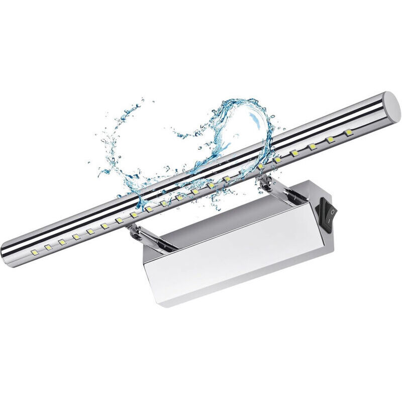 Vtizikl Lightess applique salle de bain avec interrupteur LED 5W 40cm Lampe Salle de Bain Murale Lumière Tableau Étanche IP44 Réglable 180° Éclairage