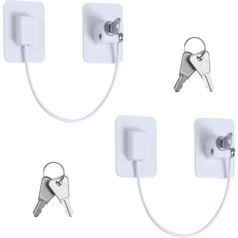 Image of Vtizikl Lot de 2 verrous de sécurité pour fenêtre de réfrigérateur, avec 4 clés, adhésif puissant