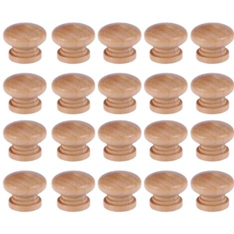 Vtizikl Lot de 20 boutons de tiroir en bois en forme de champignon avec vis – Boutons élégants pour meubles et tiroirs, 3,5 cm