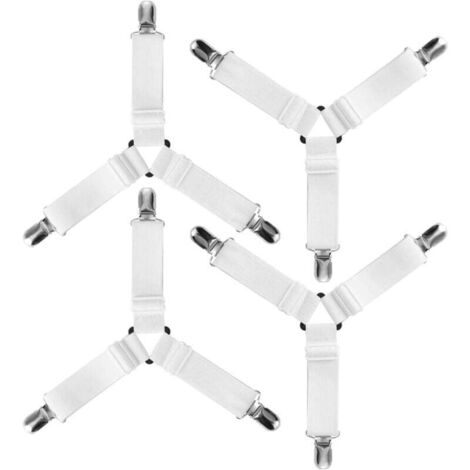 Vtizikl Lot de 4 draps-housses triangulaires élastiques avec sangles réglables pour literie, couvre-matelas et canapé