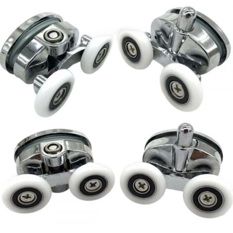 Vtizikl Lot de 4 roulettes de Porte de Douche - À Deux Roues - Ovales - en Forme de Papillon (23mm)