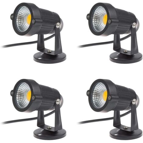 Vtizikl Lot de 4 Spot LED Cob 5W 220V Spots Jardin Orientables Luminaires Extérieur Jardin Terrasse（Blanc Chaud）