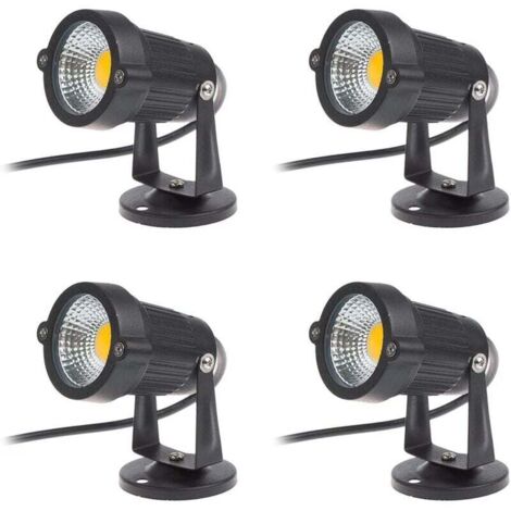 Vtizikl Lot de 4 Spot LED Cob 5W 220V Spots Jardin Orientables Luminaires Extérieur Jardin Terrasse（Blanc Chaud）