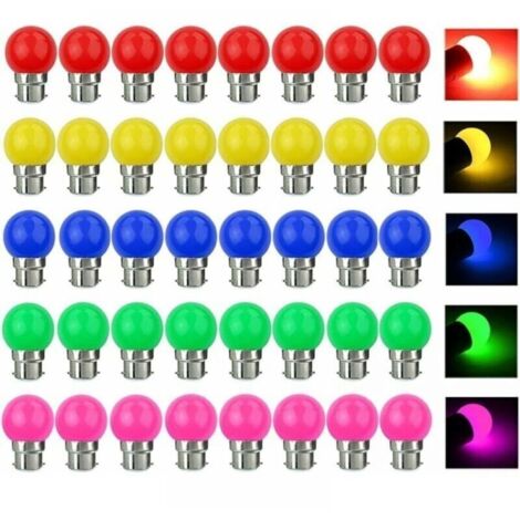 Vtizikl Lot de 40 Ampoules LED Multicolores B22 3W Équivalent 30W 300LM - Décoration Ambiance pour Fête, Maison, Bar (220-240V)