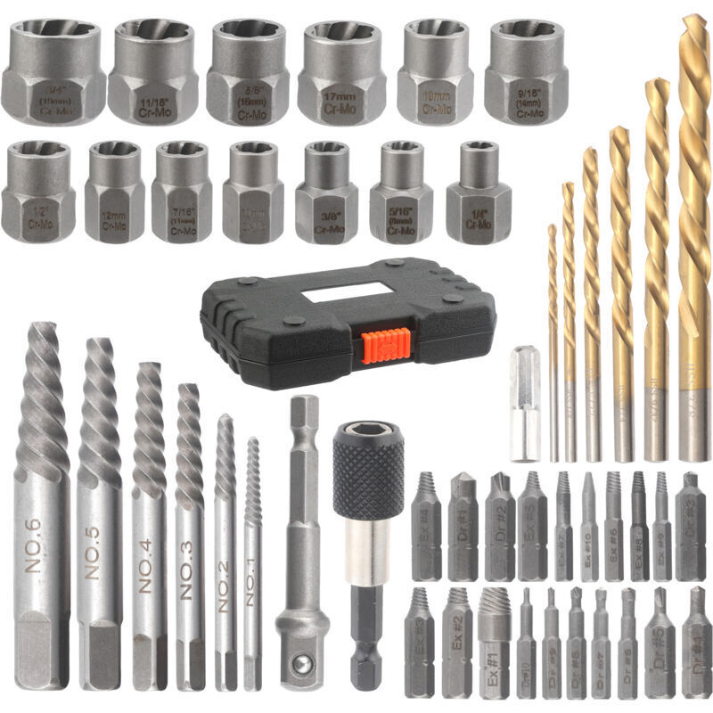Vtizikl Lot de 48 extracteurs de vis , kit d'extraction de boulons robuste, ensemble d'extraction facile pour écrous cassés, boulons dénudés avec