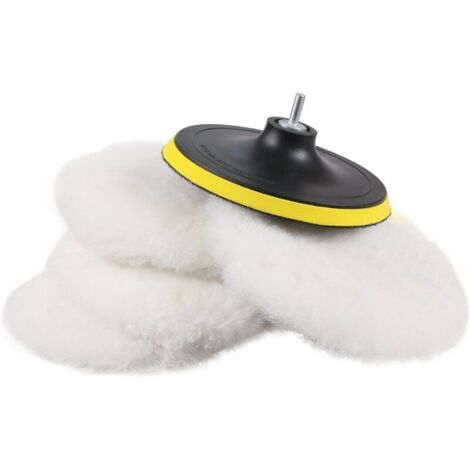 Vtizikl Lot de 5 bonnets de polissage Tao 150 mm + disque de polissage, laine, éponge de polissage, tampon de polissage, tampon de polissage avec adaptateur de perçage M14 pour polisseuse