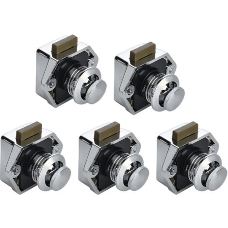 Vtizikl Lot de 5 verrous de camping-car, serrure à bouton poussoir sans clé pour camping-car, yacht, bateau, camping-car, armoire de camping, caravane(argenté)