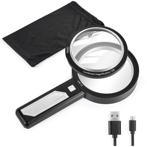 Vtizikl Loupe LED 6X 15X Double lentille avec 6 lumières LED loupe de Poche pour Les Personnes âgées Lecture Inspection Travail Artisanal matériau Acrylique ABS