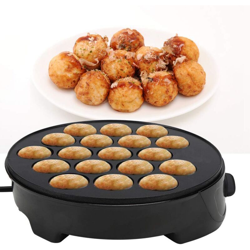 Vtizikl Machine Takoyaki, Takoyaki lectrique en Fonte Pancake Ball Maker avec 18 cavits Poffertjes Pole Revtement Antiadhsif, pour la Fabrication de