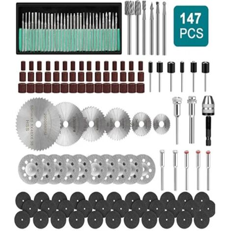 Vtizikl Mandrins de ponçage adaptés à la perceuse à ongles Dremel, 147 pièces, Kit de lames de scie, outils abrasifs rotatifs