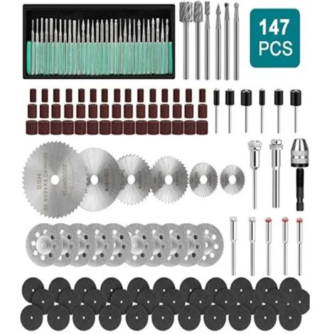 Vtizikl Mandrins de ponçage adaptés à la perceuse à ongles Dremel, 147 pièces, Kit de lames de scie, outils abrasifs rotatifs