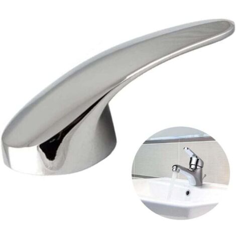 Vtizikl Manija de palanca para grifo, repuesto universal con perilla y tornillos de fijación para cocina o baño (plateada)